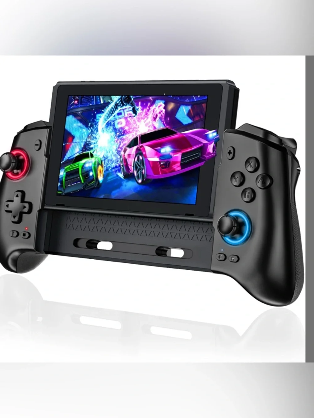 Universal Black Handheld Gaming Controller Grip with Colored Joysticks